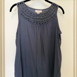 LOFT Periwinkle Tank with Crochet Detail